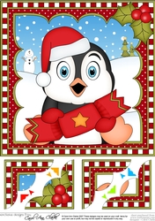 Christmas Penguin 8 x 8 Scalloped Corner Topper
