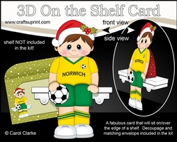 3D On the Shelf Card Kit - Little Christmas Footballer plays for Norwich