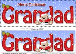 Large DL Merry Christmas GRANDAD 3D decoupage with Teddies