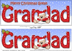 Large DL Merry Christmas GREAT GRANDAD 3D decoupage with Teddies