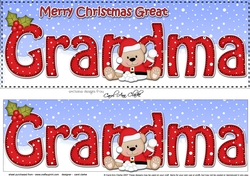 Large DL Merry Christmas GREAT GRANDMA 3D decoupage with Teddies
