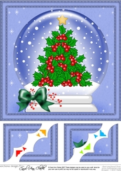 Christmas Holly Tree - 8 x 8 Scalloped Corner Topper