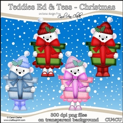 Teddies Ed & Tess - Christmas - CU4CU Digital Clip Art Set