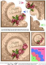 Roses and Metallic Lace Shell Edged Corner Side Stacker