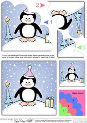 Cute Xmas Penguin Shell Edged Corner Side Stacker