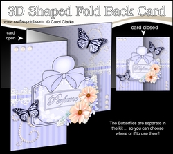 Perfume, Flowers & Lace - 3D Shaped No-Hole Fold Back Card with Decoupage Mini Kit