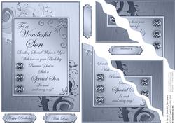 Son Birthday Metallic Greeting Corner Side Stacker