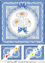 Denim and Daisies 8 x 8 Scalloped Corner Topper