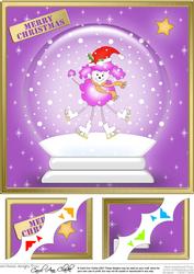 Cute Xmas Poodle Snowglobe 8 x 8 Scalloped Corner Topper