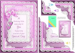 A5 Birthday Wish Quick Card Scalloped Corner Side Stacker