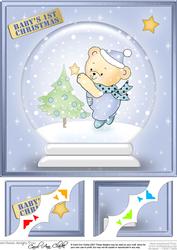 Baby Boy's 1st Xmas Snowglobe 8 x 8 Scalloped Corner Topper