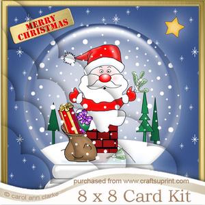 8 x 8 Santa Got Stuck Snowglobe Kit with Scalloped Corners