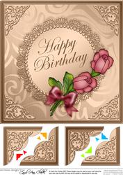 Roses and Metallic Lace 8 x 8 Scalloped Corner Topper