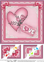 Love Heart 8 x 8 Scalloped Corner Topper