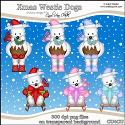 Christmas Jock & Jess Westie Dog - CU4CU Digital Clip Art Set