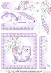 Cute Cat Quick Card with Fan Pyramage Topper