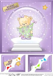 Rosie's Xmas Tree Snowglobe 8 x 8 Scalloped Corner Topper