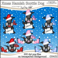 Christmas Hamish Scottie Dog - CU4CU Digital Clip Art Set