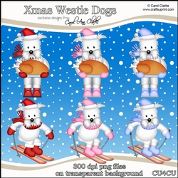 Christmas Jock & Jess Westie Dog - CU4CU Digital Clip Art Set