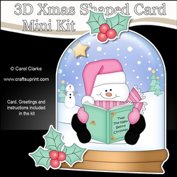 cup1176500_359 - 3D Shaped Christmas Snow Globe Card Kit - Snowman Oli reads a Christmas Book