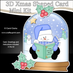 cup1176500_359 - 3D Shaped Christmas Snow Globe Card Kit - Snowman Oli reads a Christmas Book