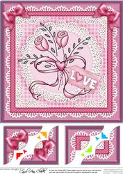 Lovely Roses 8 x 8 Scalloped Corner Topper