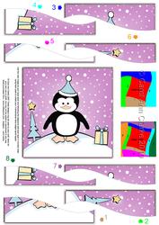 Cute Xmas Penguin Quick Card with Wavy Spiral Side Stacker