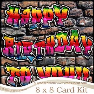 8 x 8 Graffiti Birthday Kit with Scalloped Corners