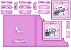Flower Filled Wheelbarrow Cut and Fold Card Corner Card