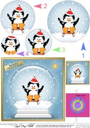 Xmas Cheeky Penguin Snowglobe Circle Pyramage Topper