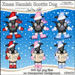 Christmas Hamish Scottie Dog - CU4CU Digital Clip Art Set