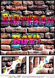 8 x 8 Graffiti Birthday Boy Scalloped Corner Topper