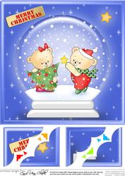 8 x 8 Robert and Rosie Snowglobe Scalloped Corner Topper