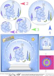 Baby Elephant Snowglobe Circle Pyramage Topper