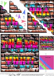 Graffiti Thank You Scallop Corner Side Stacker Topper