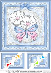 Fluttery Butterfly - 8 x 8 Scalloped Corner Topper