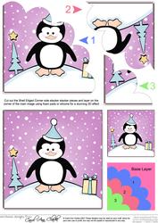 Cute Xmas Penguin Quick Card Shell Edged Corner Side Stacker
