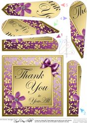 Floral Elegance Thank You Quick Card with Fan Pyramage Toppe
