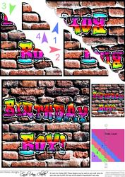 Graffiti Birthday Boy! Scallop Corner Side Stacker Topper