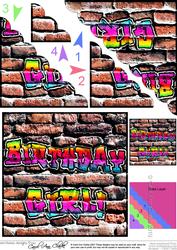 Graffiti Birthday Girl! Scallop Corner Side Stacker Topper