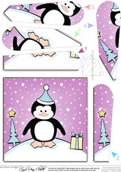 Cute Xmas Penguin Quick Card with Fan Pyramage Topper