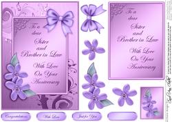 Metallic Anniversary Sister Greeting 3D Decoupage