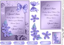 Metallic Special Sister Birthday with 3D Decoupage
