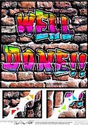 8 x 8 Graffiti Well Done Scalloped Corner Topper