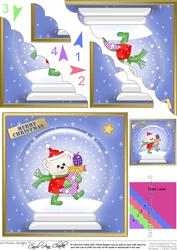 Teddy Xmas Snowglobe Scallop Corner Side Stacker
