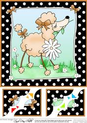 8 x 8 Cute Poodle Scalloped Corner Topper