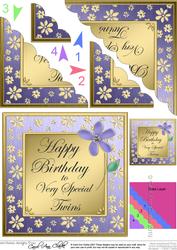 Twins Birthday Scallop Corner Side Stacker Topper
