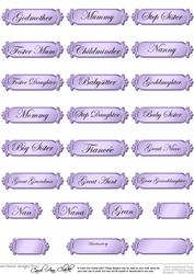 A 2nd Set of Female Metallic Relations Greetings Text Plates