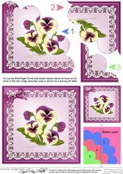 Pansy on Butterfly Lace Shell Edged Corner Side Stacker