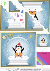 Cute Penguin Xmas Snowglobe Scallop Corner Side Stacker